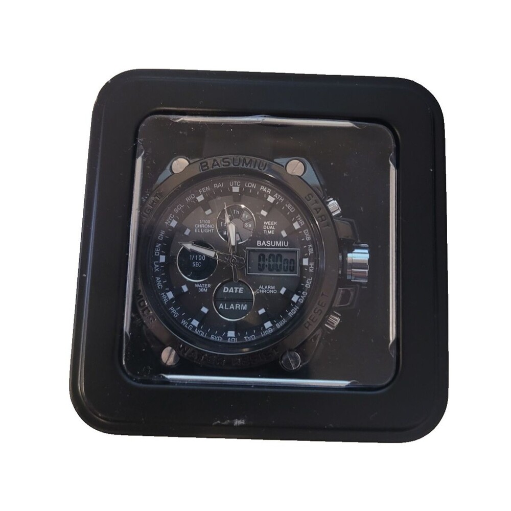 Basumi Digital + Analog Multifunction Sports Watch with Box and Papers